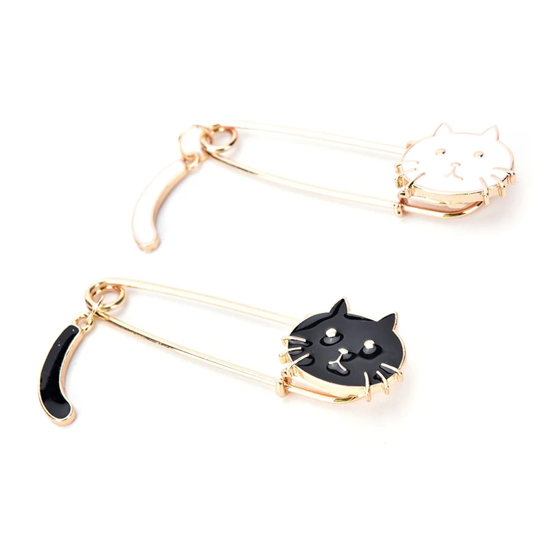 Милые Броши черно белые кошки масляная капля Изысканная брошь булавки модные