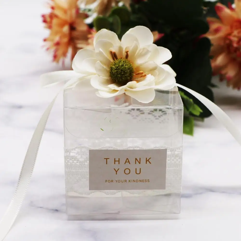 20 шт. прозрачная пластиковая кружевная коробка для подарков Детские сувениры на