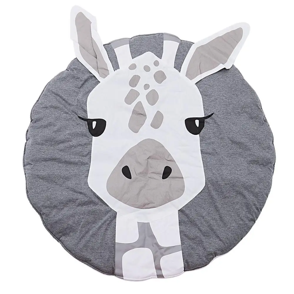 90cm-Giraffe Детский игровой коврик для малышей, Детский ковер для ползания, детское постельное белье, хлопковый игровой коврик с изображением животных, украшение для детской комнаты, 90 см - Цвет: 90cm-Giraffe