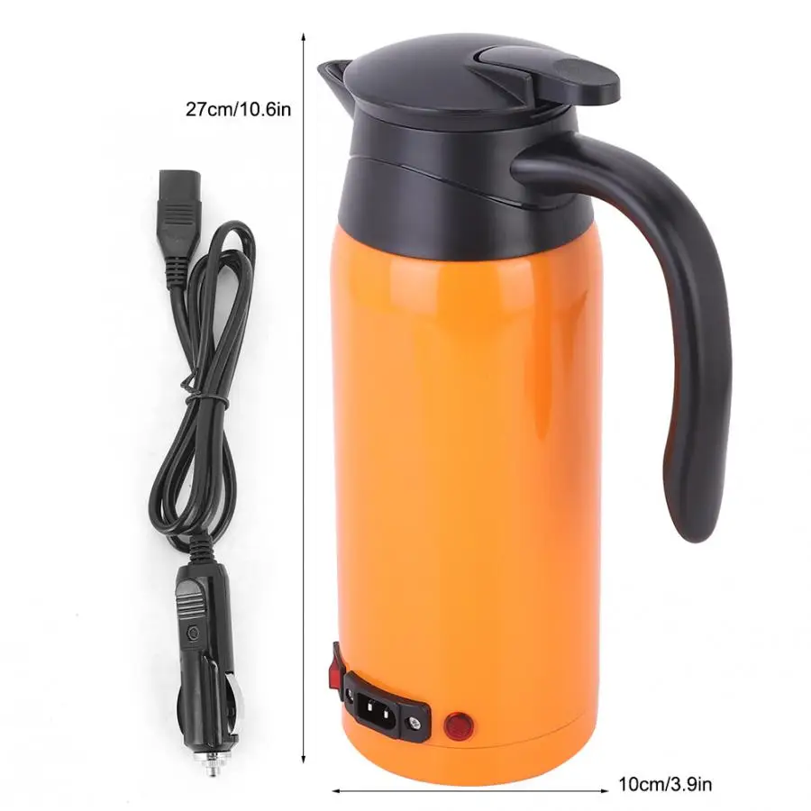

800ml 12V 24V Stainless Steel Large Capacity Portable Electric Kettle Water Heating Mug for Truck Car Use