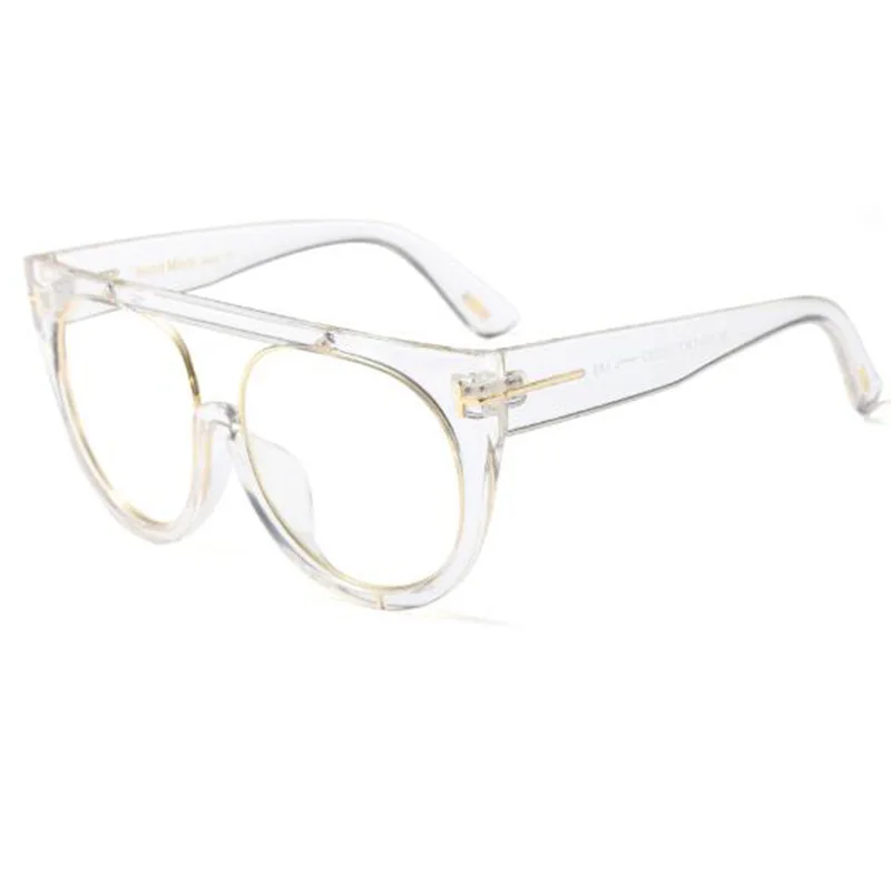 Модные прозрачные очки с плоским верхом простые без градусов сиамские большие
