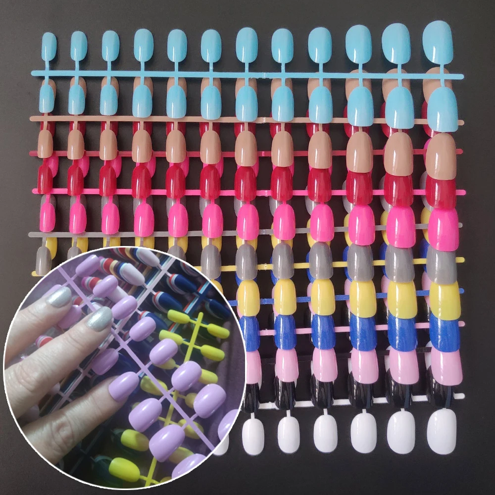 Накладные ногти круглые цветные Типсы для накладных ногтей 10 размеров