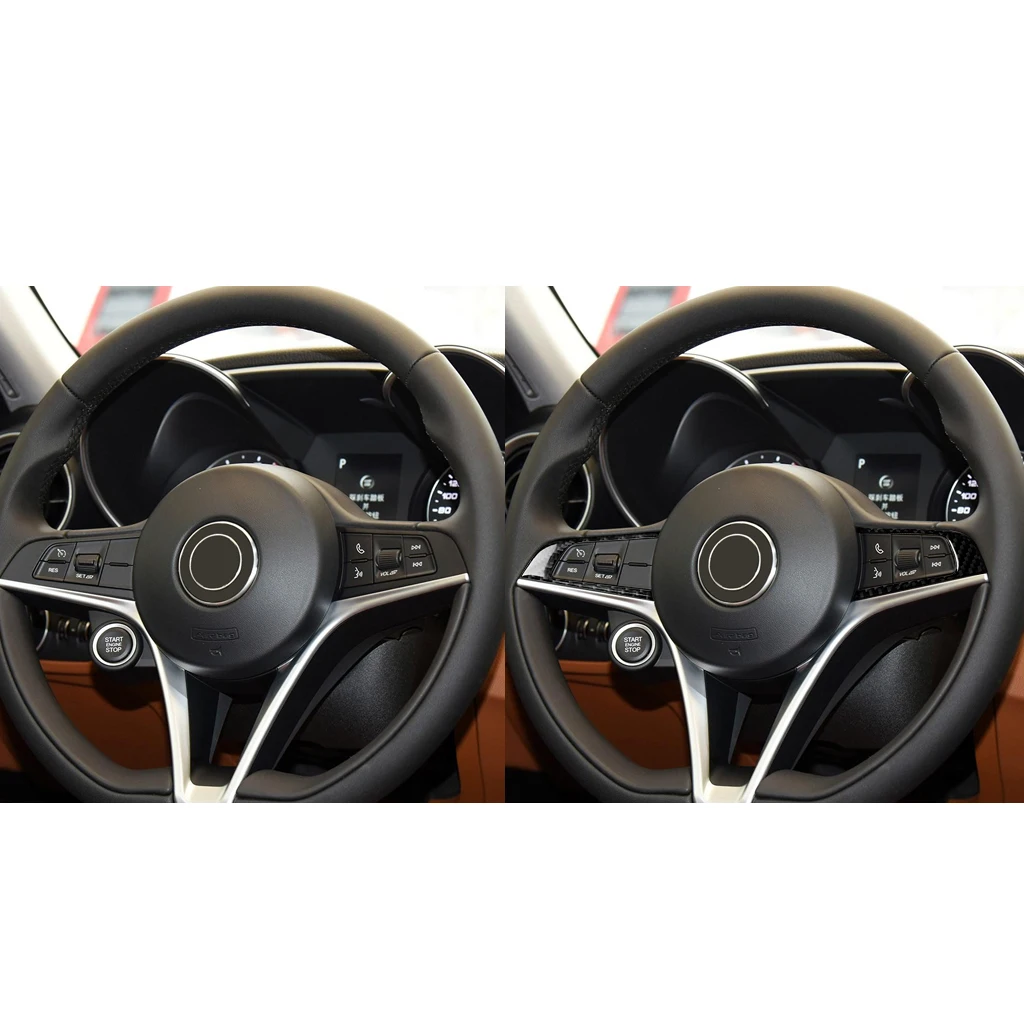 

For Alfa Romeo Giulia 2017-2019 Car Steering Wheel Button Cover Trim Carbon Fiber Switch Stickers Strip