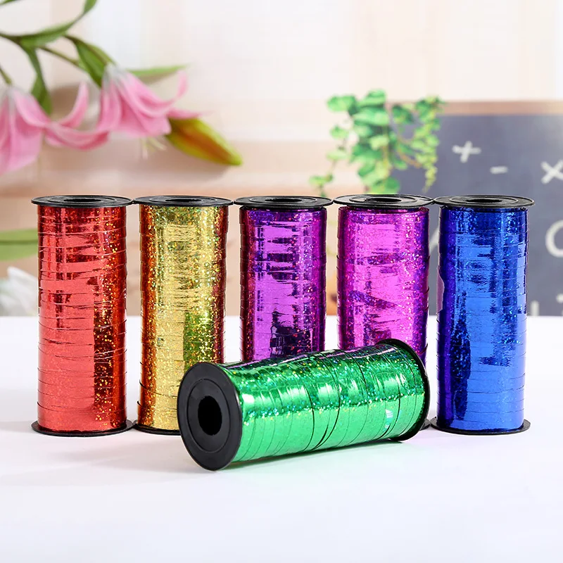 

Wedding Supplies Wholesale Wedding Room Decoration And Arrangement Colorful Ribbon Balloon Tying Rope 100 Yards Laser Ribbon