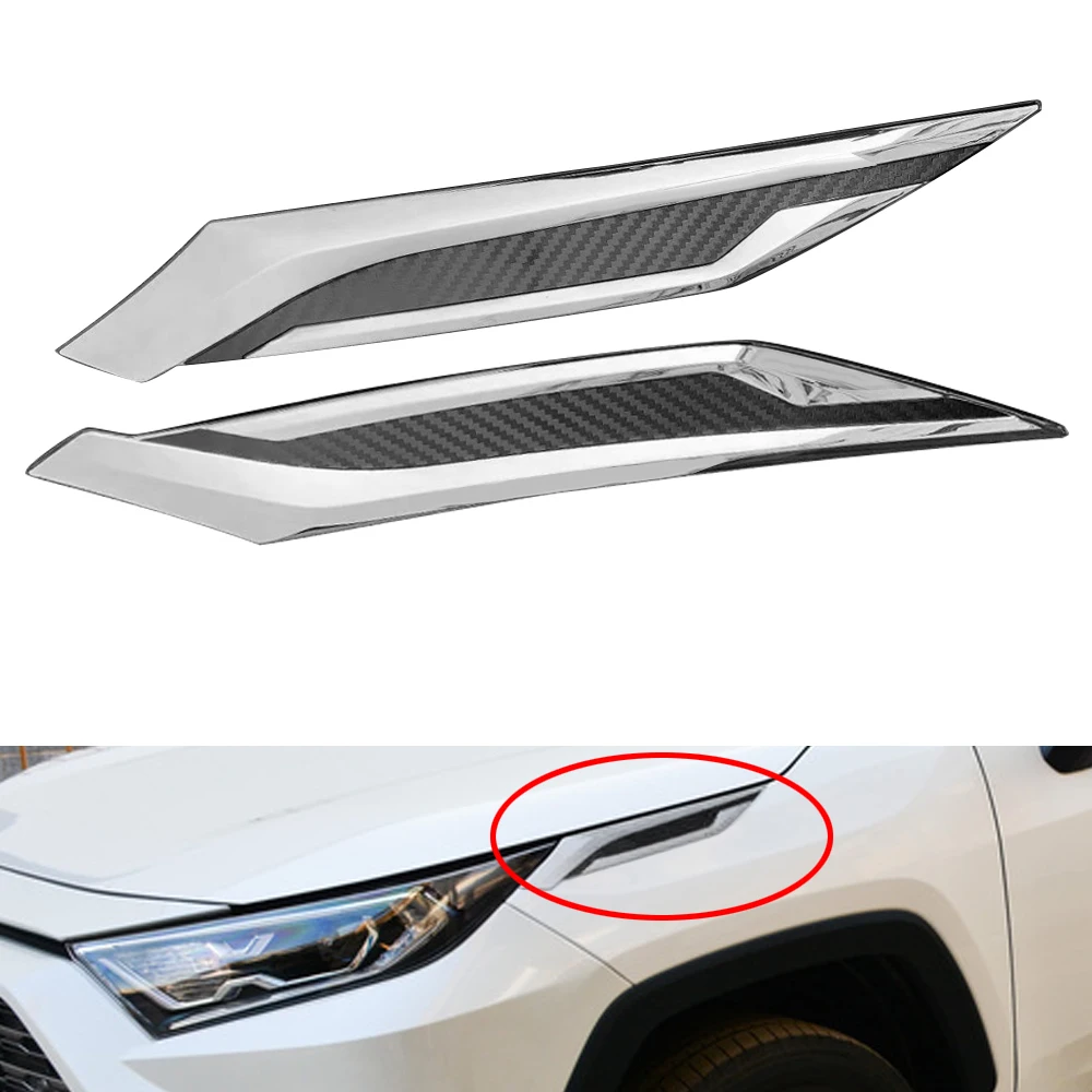 

Chrome for Toyota rav4 xa50 2019 2020 Accessories Front Head Light Lamp Eyelids Frame Trim Cover Sticker Decoration Carbon Look