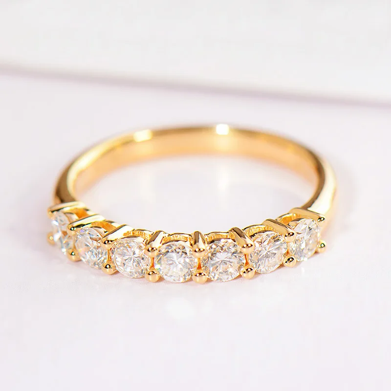 14K желтое золото DF цвет Moissanite кольцо вечерние ювелирные изделия Свадьба