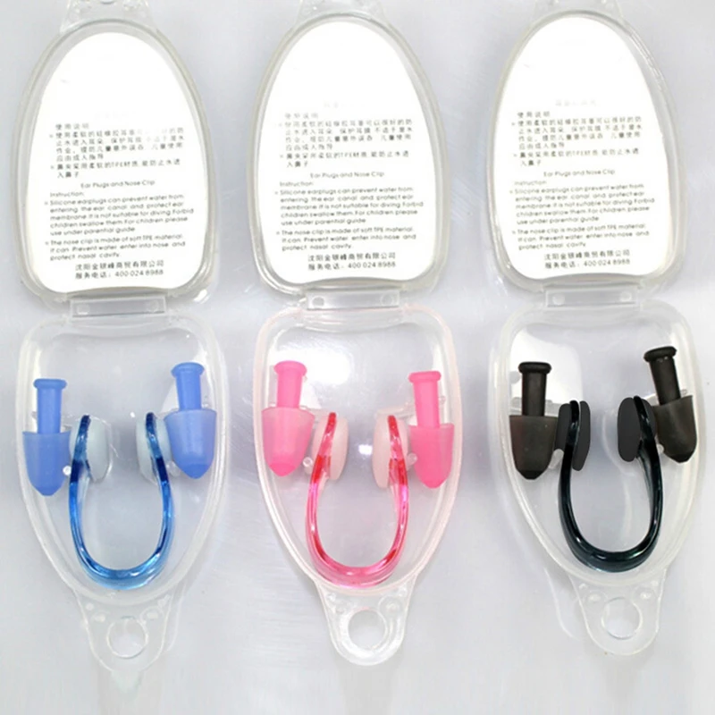 

Soft Silicone Waterproof Swimming Earplugs & Nose Clip Set-Black/Blue/Pink Water Sports Accessories 2021 New Hot 1PC
