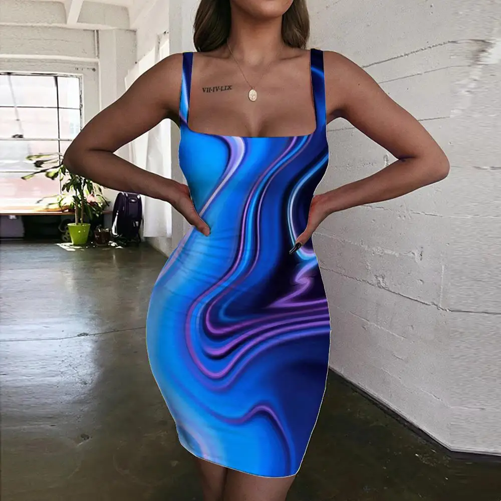 

Женское платье с головокружением KYKU, летнее винтажное платье с абстрактным принтом, с лямкой на шее, без рукавов, лето 2019