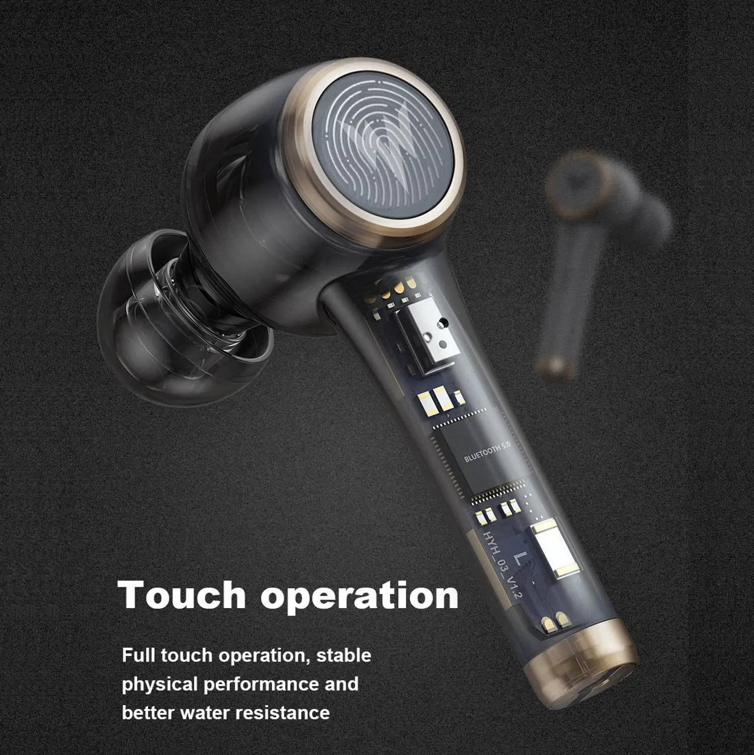 Whizzer Bluetooth Wireless Earphones TP1 TWS with Microphone Sports Waterproof headset 3D Stereo Sound Noise Cancelling Headset |