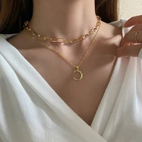 gy japanese and korean version of new simple literature cold wind moon pendant girl necklace clavicle chain accessories hot sale