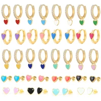 canner enamel stud earrings 925 sterling silver colorful dripping oil love heart piercing earring for women girl wedding jewelry