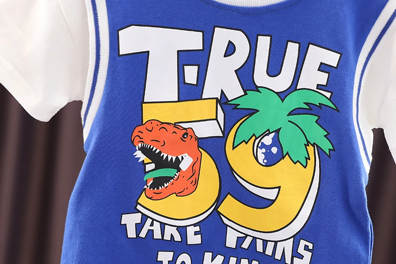 2021 New Summer Kids Baby Boys Clothes Sets Cotton Cartoon Dinosaur T-Shirts+Shorts 2pc Suits Children Cotton Infant Tracksuits