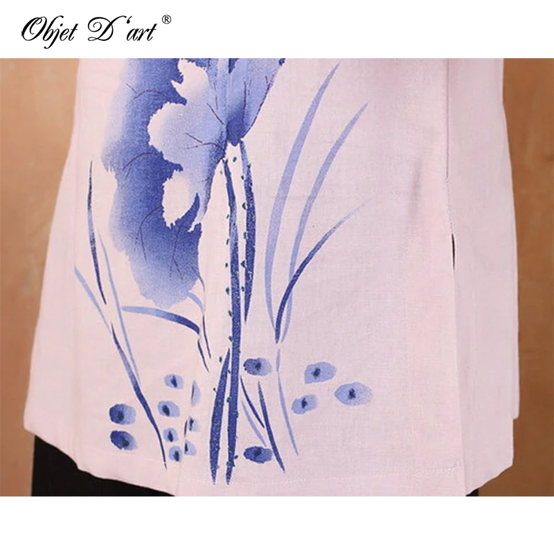 Новинка модные женские топы Ципао с цветочным принтом рукав три четверти рубашка