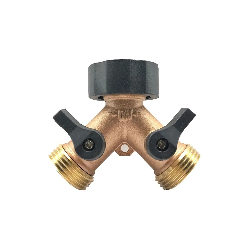 

Solid Brass Body Backyard 2 Way Garden Hose Connector Splitter Connector Splitter Adapter with Comfort Grip supplies Hose