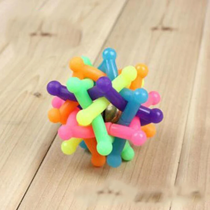 

1Pc Round Rubber Rainbow Pet Ball Colorful Dog Woven Ball Dog Cat Interactive Toy Chew Toys Teeth Training Pet Supplies