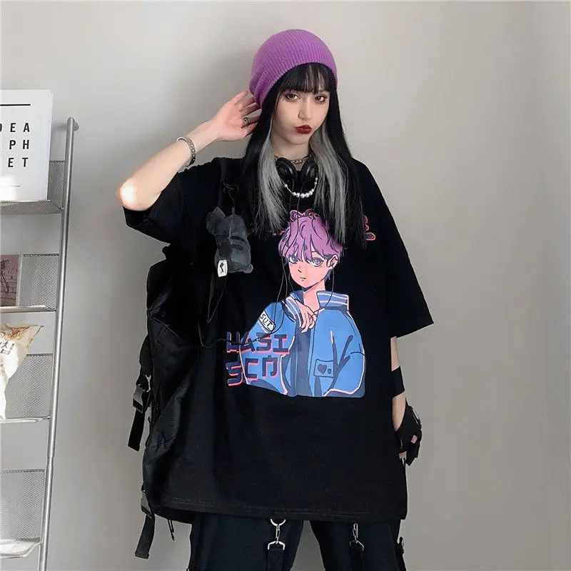 

MINGLIUSILI Harajuku T Shirts 2021 Fashion Hip Hop Womens Top Summer Streetwear Feminine Clothes Y2k Print Vintage T Shirt