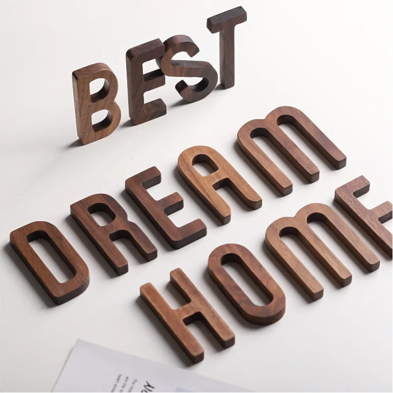 

1pc Walnut Wooden Letter English Alphabet DIY Personalised Name Design Art Craft Free Standing Heart Wedding Home Decor