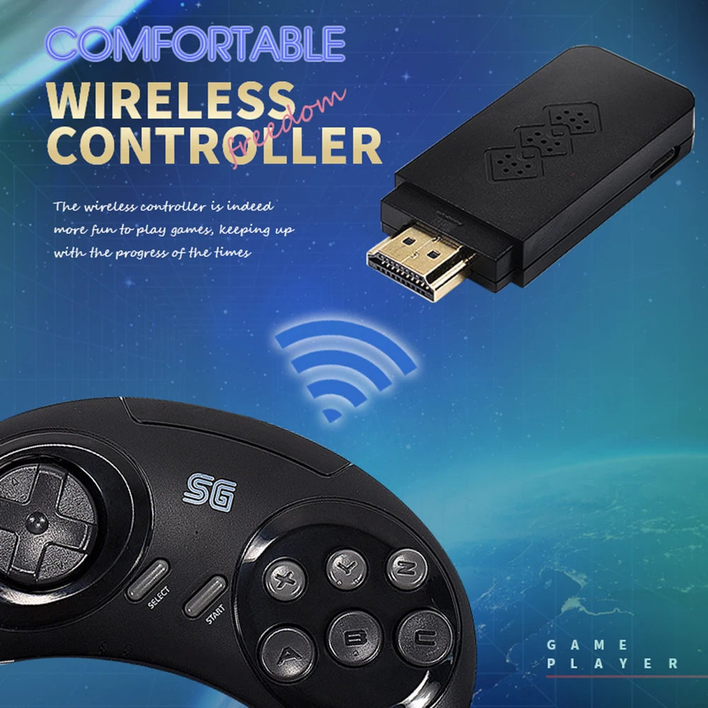 16-битная Беспроводная игровая консоль MD для Sega Genesis Game Stick HDMI-совместимая с 900 +
