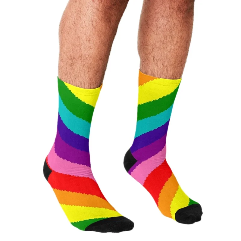 

2021 Men Socks harajuku pride flag Socks Printed Happy hip hop Novelty personality Skateboard Crew Casual Crazy Funny Socks