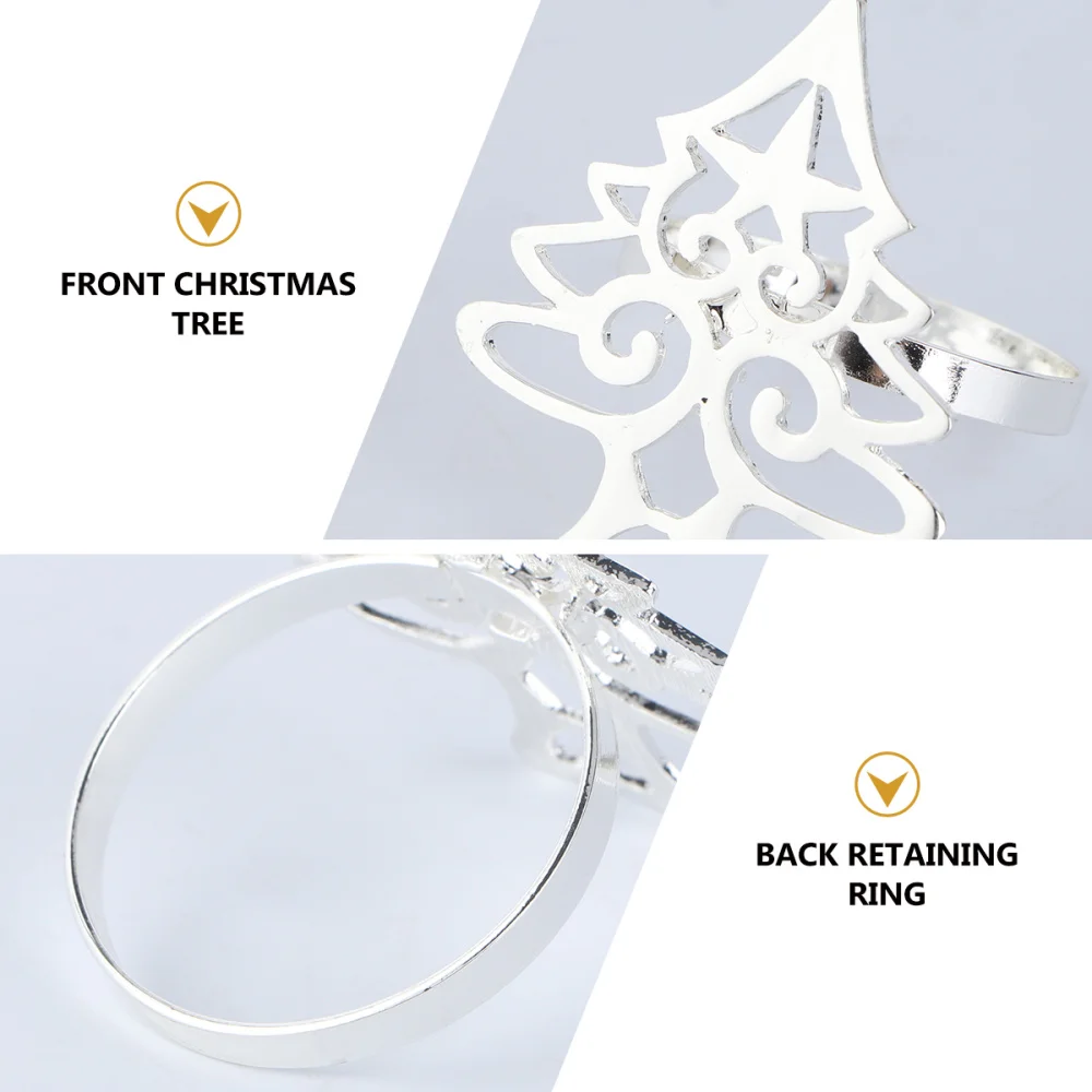 

4Pcs Napkin Buckles Christmas Tree Shape Alloy Napkin Holders for Dinner