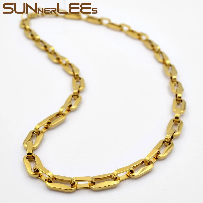 Ожерелье SUNNERLEES из нержавеющей стали 316L Геометрическая цепочка 7 5 мм золотистый