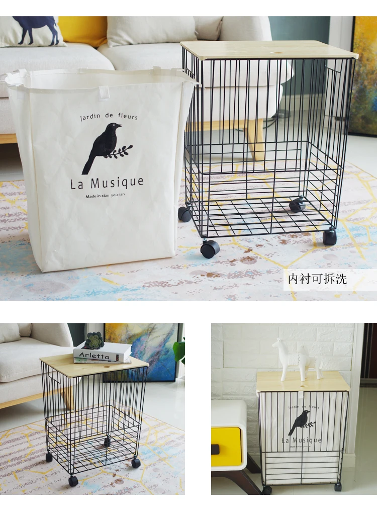 

Dirty hamper Nordic wrought iron dirty clothes storage box metal storage basket with lid waterproof storage basket extra large