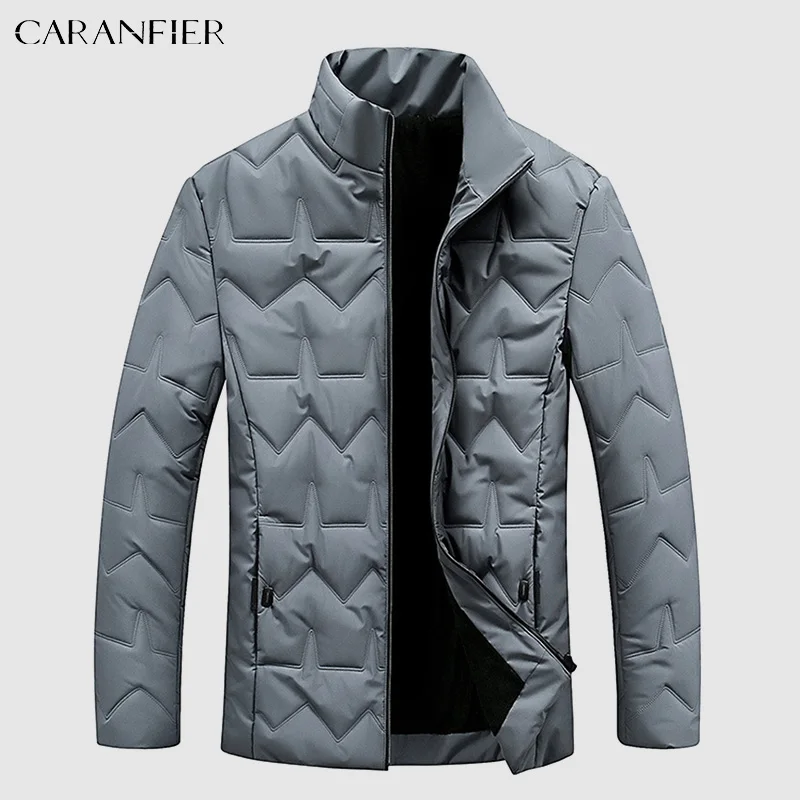 

CARANFIER Mens Winter Parkas Men Fashion Short Light Padded Coats Male Stand-up Collar Casual Jackets Loose Cotton Outerwear