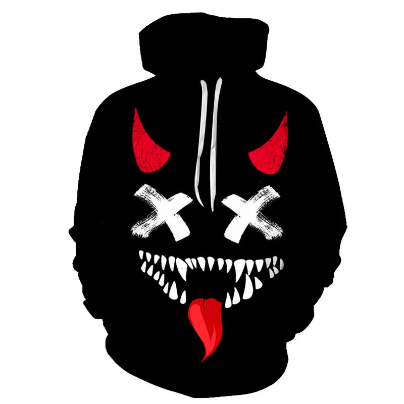 

Men's 3D Print Hoodie Long Sleeve Sportswear Women's Black Cute Expression Series Casual Street Fashion Sweatshirt 2021