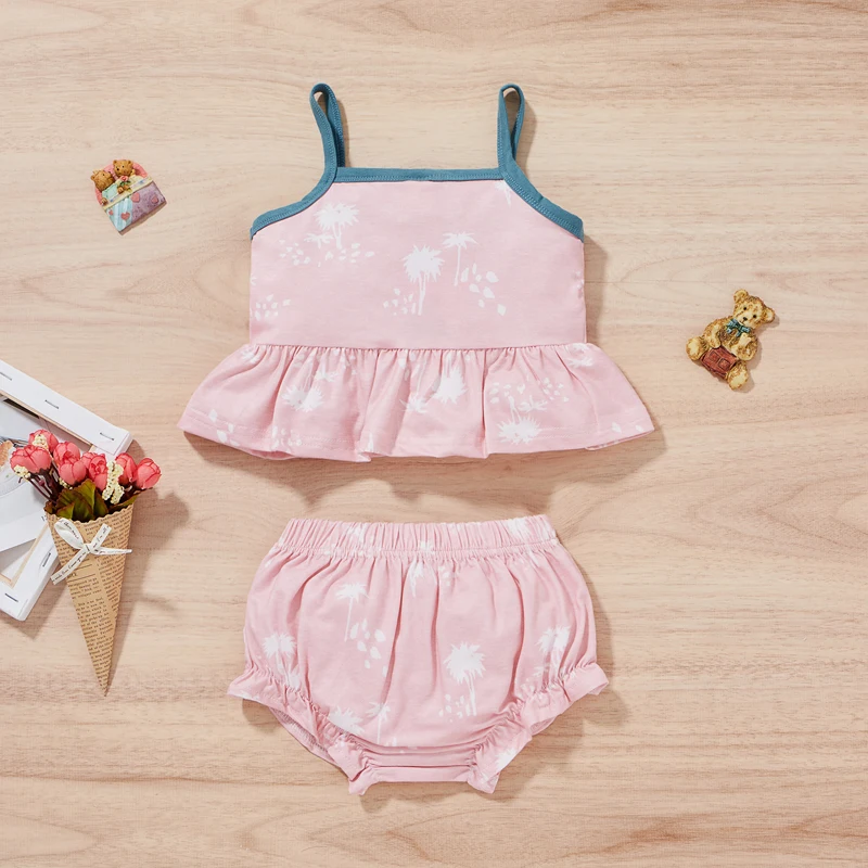 

Pudcoco 2Pcs 3-24M Baby Girls Infant Kids Toddler Sleeveless O-Neck Print Casual Vest Tops+Shorts Pants Outfit Sets