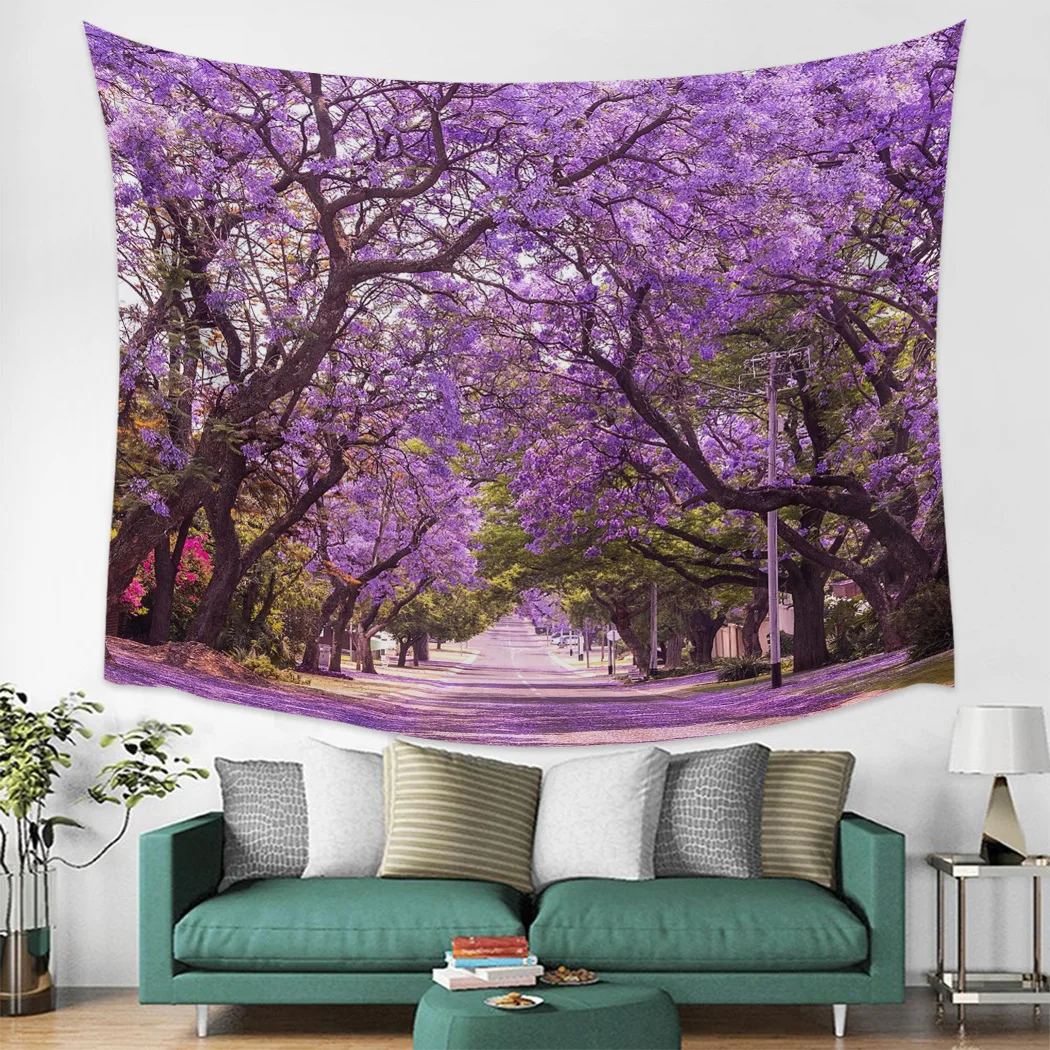 

Cherry Blossom Tree Flower Trail Wall Tapestry Cover Beach Towel Picnic Yoga Mat Home Decoration