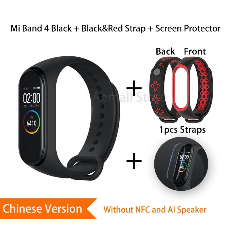 CN YDSBlackred Глобальная версия Xiaomi mi Band 4 mi band 4 Bluetooth Смарт-браслет пульсометр фитнес-браслет китайская версия - Цвет: CN YDSBlackred