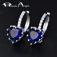 black angel fashion mix color cute romantic 925 silver love heart clip earrings for women wedding earring statement bijoux