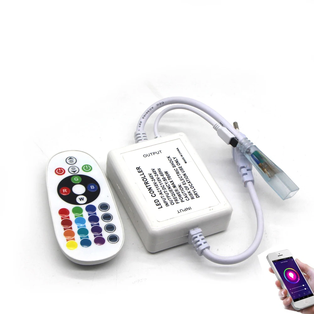 Беспроводный диммер совместимый с Bluetooth мощностью 750 Вт и пультом дистанционного управления 28 клавиш для полосы светодиодных лент RGB 5050 2835 Neon Light EU AC 220V 230V 240V on.