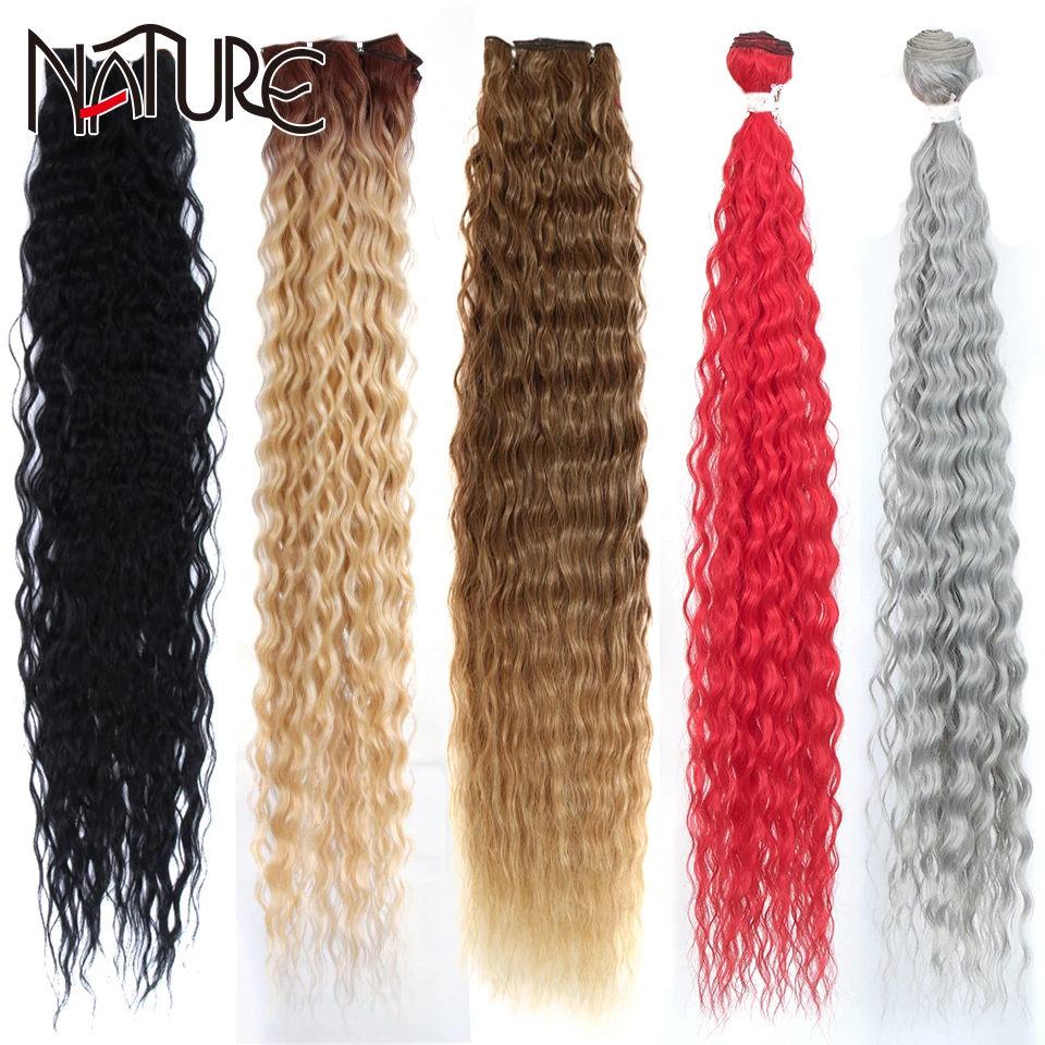 Nature Loose Deep Wave Hair Bundles 28-32 Inch High Temperature Fiber Red Super Long Hair Synthetic Kinky Curly Hair Extensions
