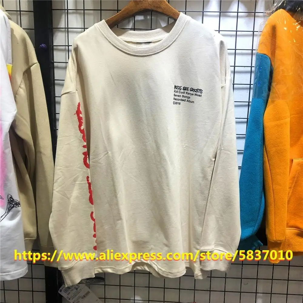 Футболка детская приталенная с длинным рукавом рубашка надписью Cudi Kanye West топ Seven