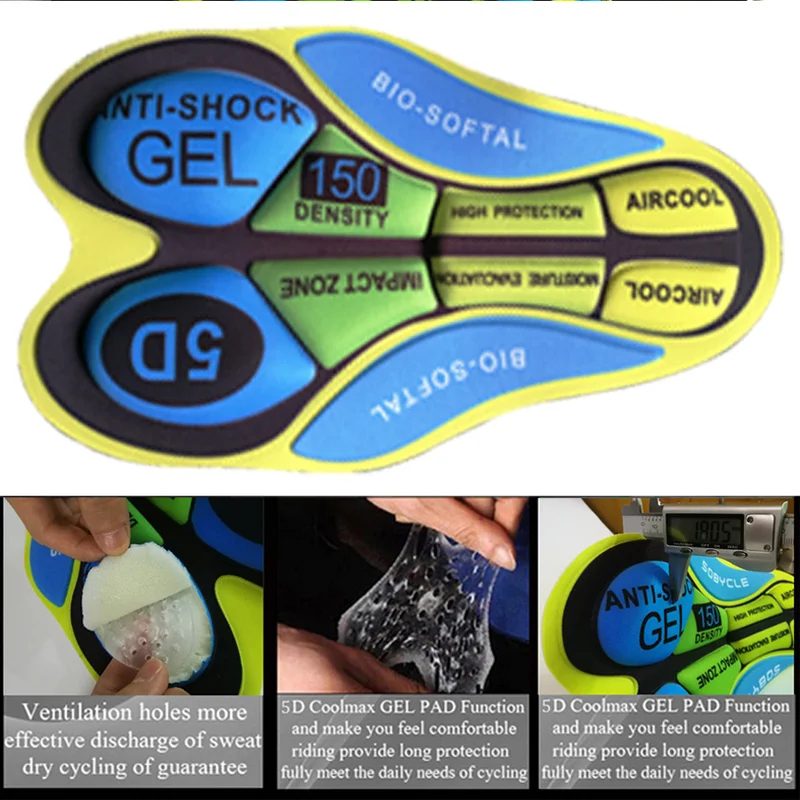 Велосипедные велосипедные шорты дышащие с гелевой подкладкой 3D 5D 9D 12D 19D одежда