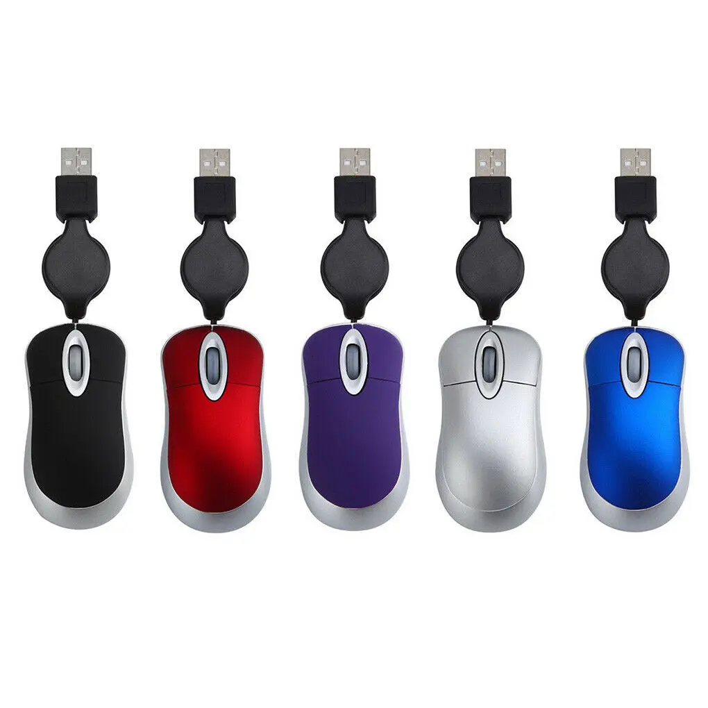 

Lovely Mini Wired Mouse Retractable USB Cable Office PC Laptop Gaming Mice