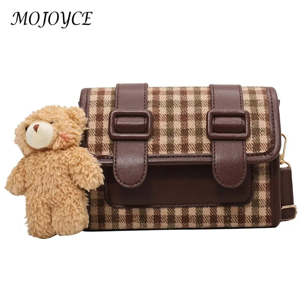 

Fashion Women Shoulder Bag Woolen Cloth Houndstooth Print Silk Scarf Fashionable Handbags Casual Ladies Messenger Bag