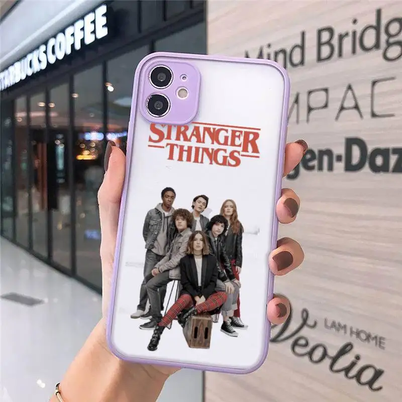 

Stranger Things Christmas Lights Phone Cases Matte transparent For Purple iPhone 12 Mini 11 Pro XR XS Max 7 8 Plus X Back Cover