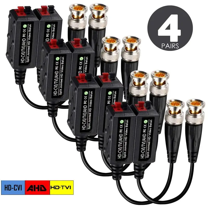 4 пары Пассивный видеопередатчик Bnc Hd-Cvi/Tvi/Ahd | Электроника
