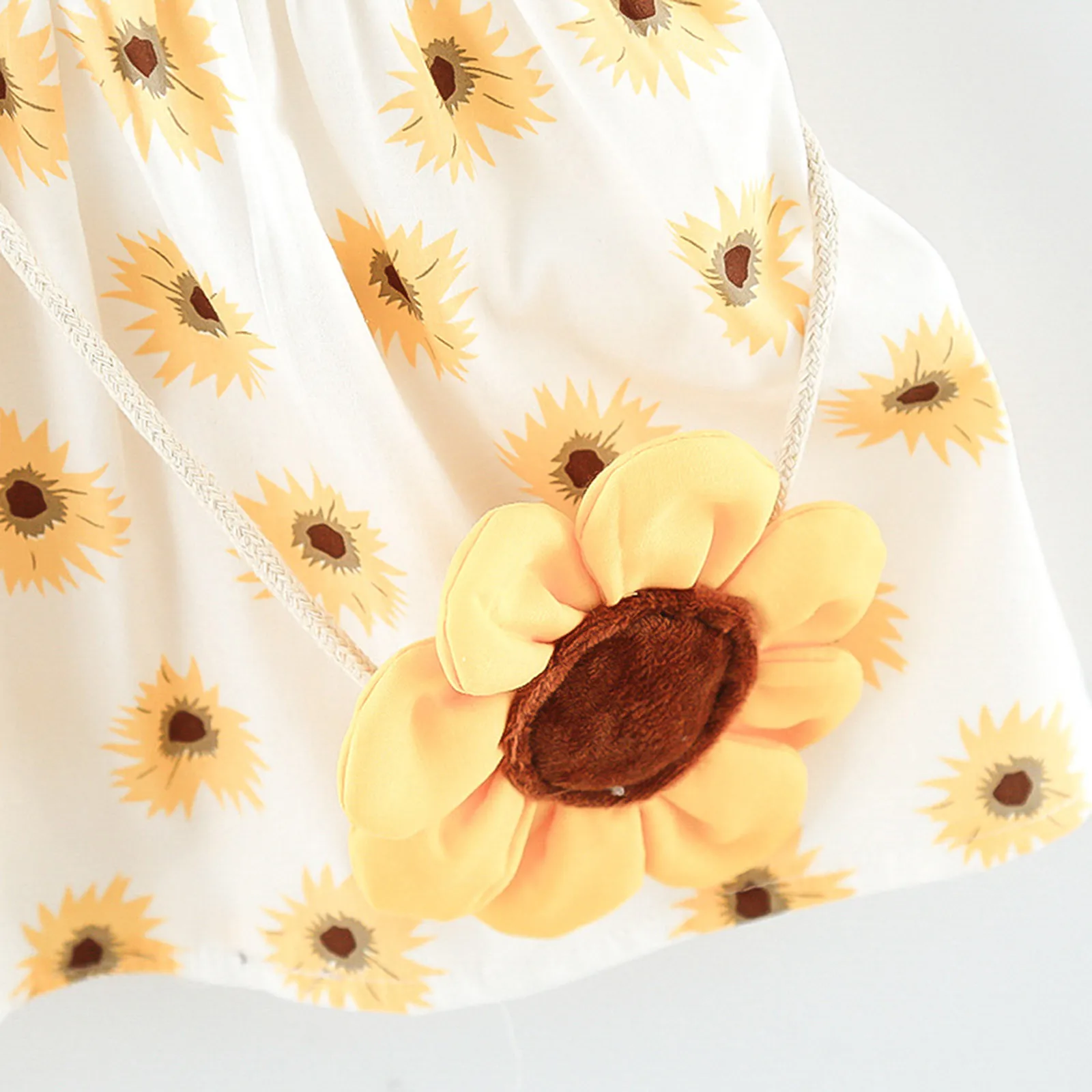 

1-5t Toddler Dress Infant Baby Girls Short Sleeve Peter Pan Collor Sunflower Printed Summer Princess Dress Novelty Clothing