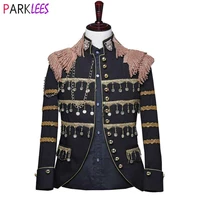 fashion tassel design stage blazer for men 2022 brand new stand collar cardign blazer jacket male club party prom show costumes