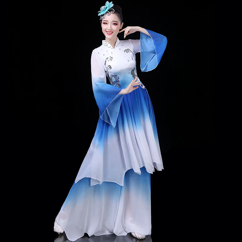 Старинный китайский костюм женский народного танца новый год ханьфу фанат Янко