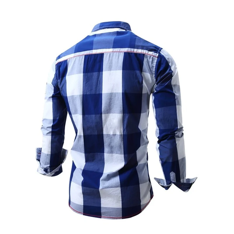 

ZOGAA Cotton Men's Plaid Shirts High Quality Long Sleeved Button-down Neck Blouse Soft Clothes Fashion Men Casual Dress Shirt