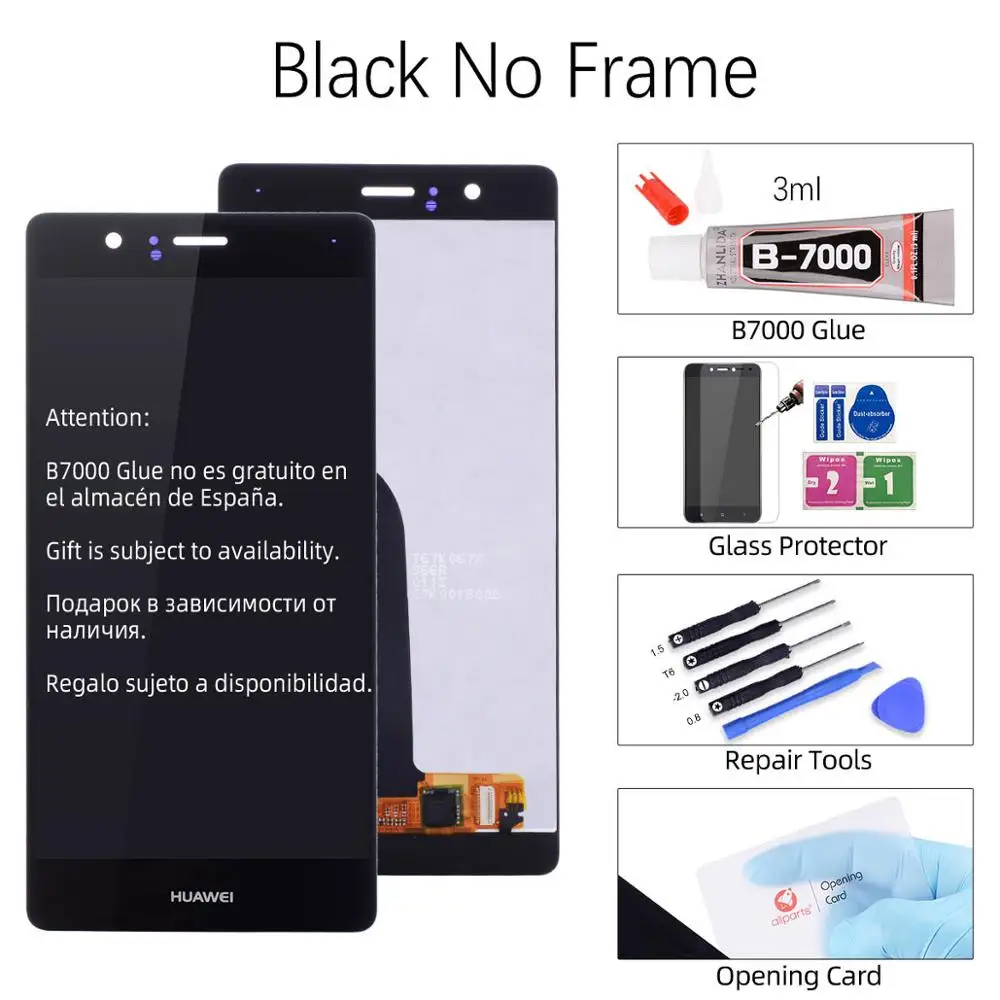 Black No Frame Mini тачскрин дисплей экран для HUAWEI P9 Lite сенсорный дисплей LCD с тачскрином в рамке замена запчасти VNS L31 L21 EVA-L09 l19 Черный белый золотой - Цвет: Black No Frame
