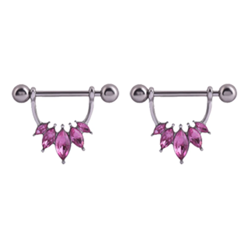 1 пара полукруг розовый кристалл цветок кольцо для сосков пирсинг Mamilo|Украшения