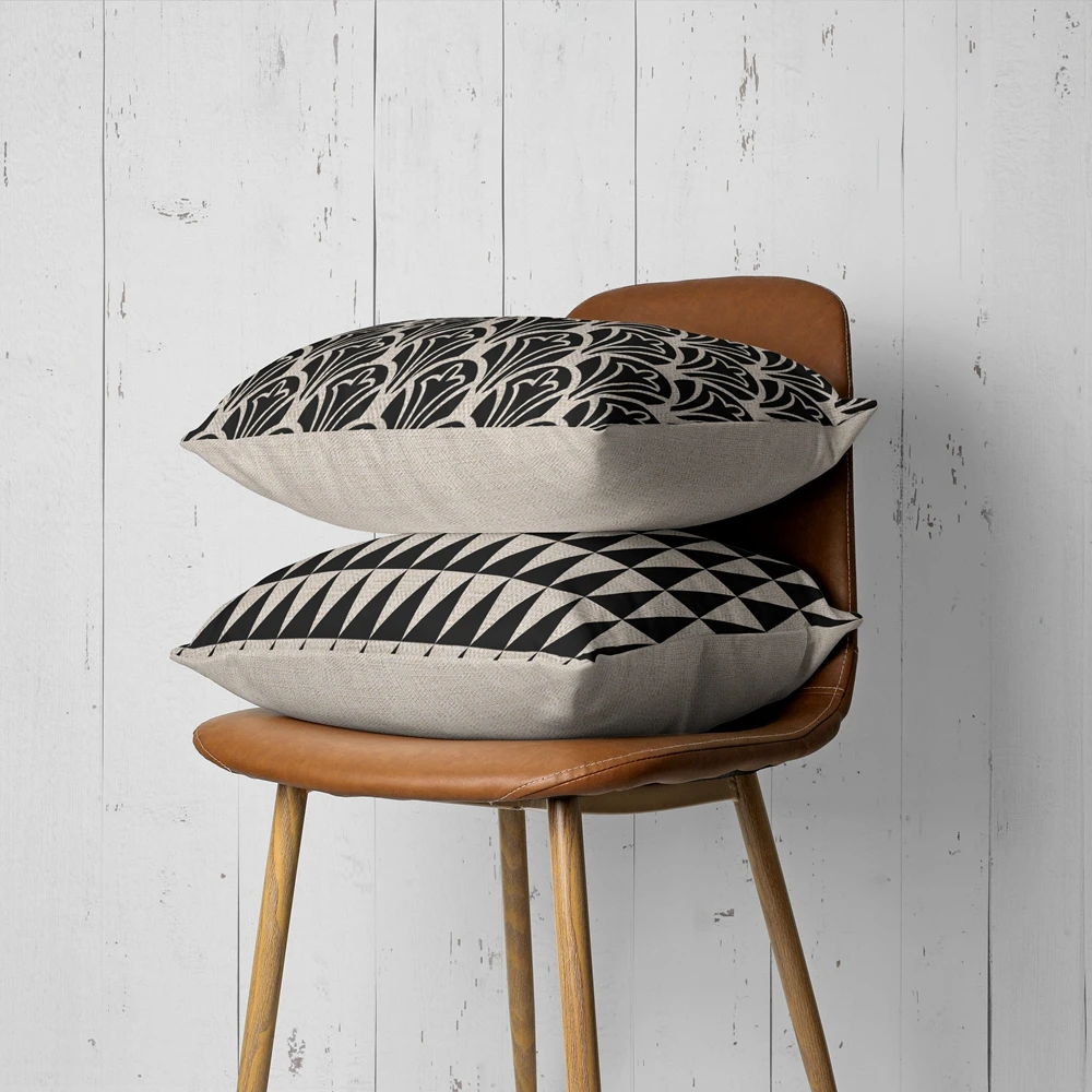 Меховой льняной чехол для подушки винтажный скандинавский дизайнерский икат