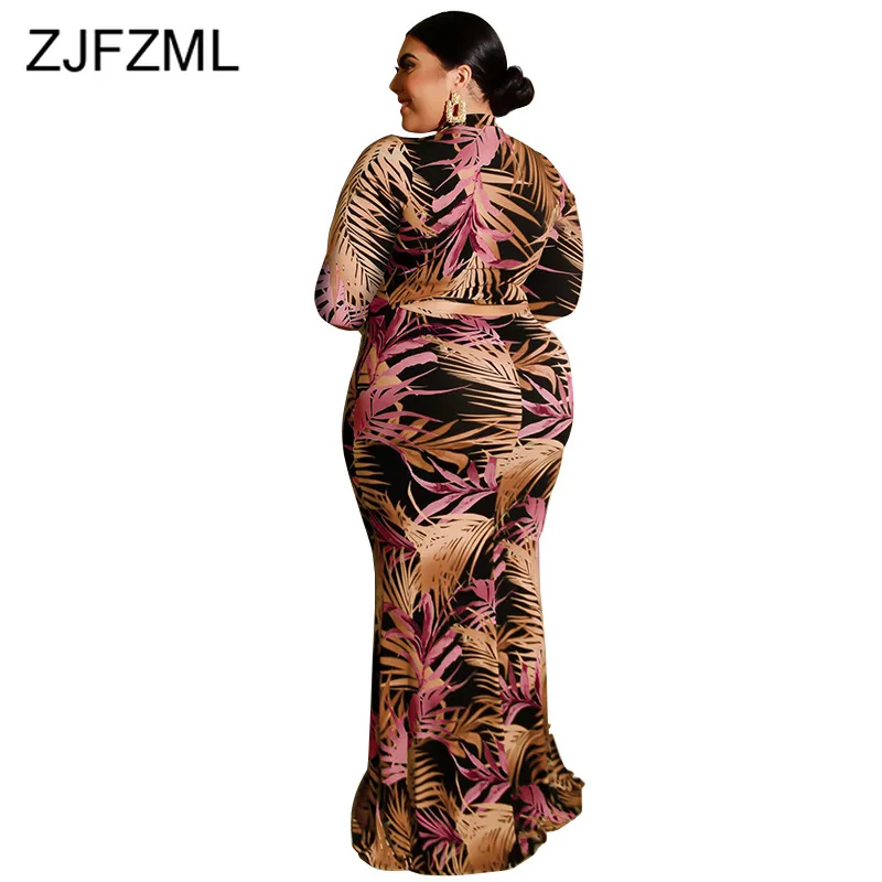Женское длинное платье Русалка с принтом листьев облегающее Платье макси