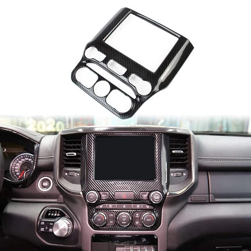 Car Carbon Fiber Central Control Navigation Screen Cover Trim for Dodge Ram 1500 2019 2020 Accessories | Автомобили и мотоциклы