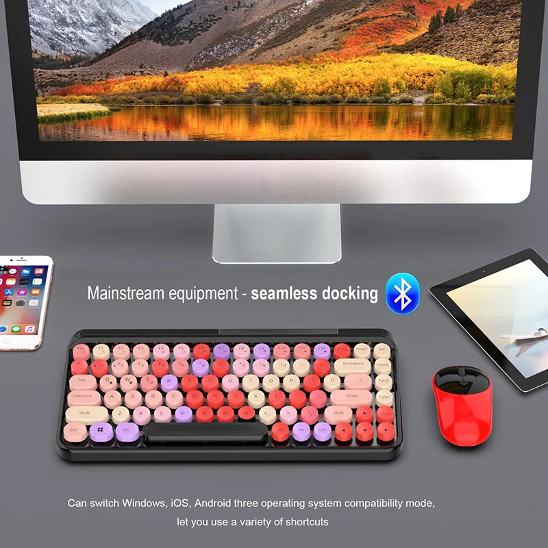 Беспроводная клавиатура Bluetooth мини круглые колпачки для ключей Игровая Macbook iPhone